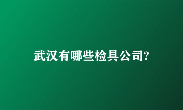 武汉有哪些检具公司?