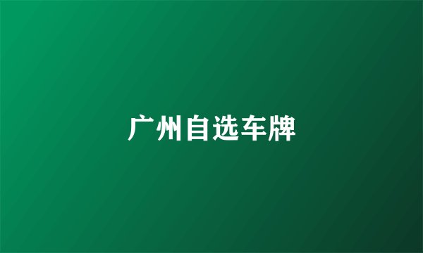 广州自选车牌