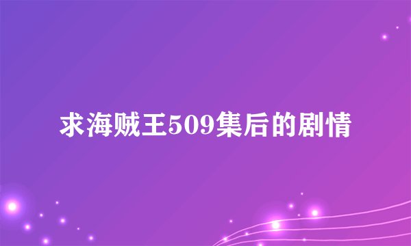 求海贼王509集后的剧情