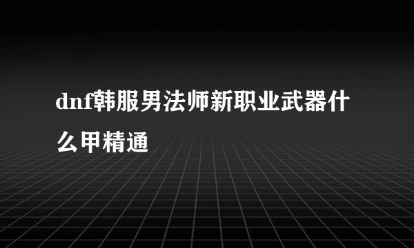 dnf韩服男法师新职业武器什么甲精通