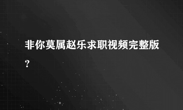 非你莫属赵乐求职视频完整版？