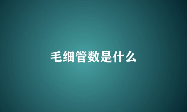 毛细管数是什么