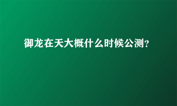 御龙在天大概什么时候公测？