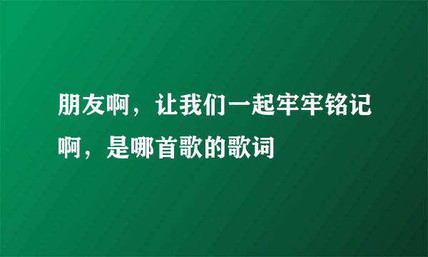 朋友啊，让我们一起牢牢铭记啊，是哪首歌的歌词
