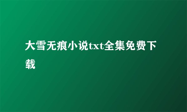 大雪无痕小说txt全集免费下载