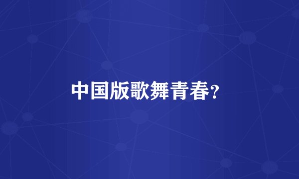 中国版歌舞青春?