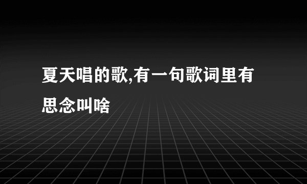 夏天唱的歌,有一句歌词里有思念叫啥