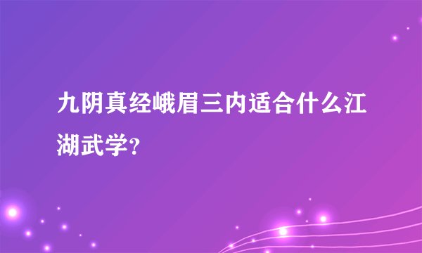 九阴真经峨眉三内适合什么江湖武学？