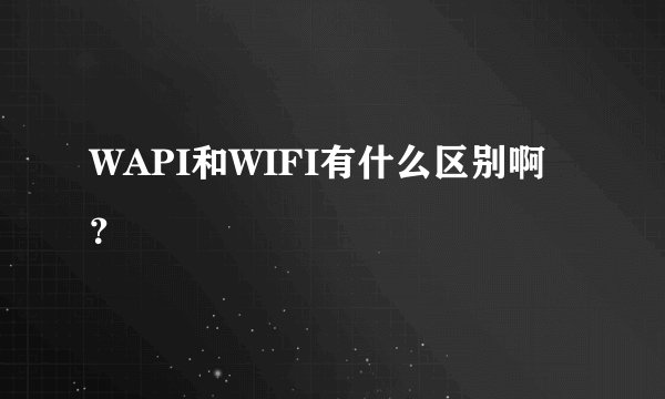WAPI和WIFI有什么区别啊？