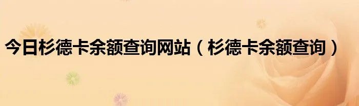 今日杉德卡余额查询网站（杉德卡余额查询）