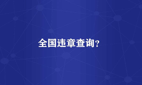 全国违章查询?