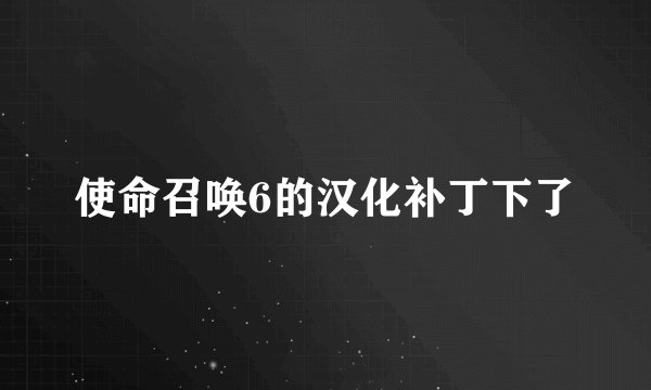 使命召唤6的汉化补丁下了