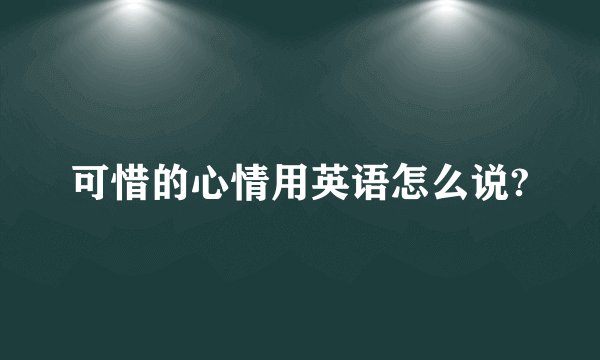 可惜的心情用英语怎么说?