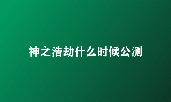神之浩劫什么时候公测