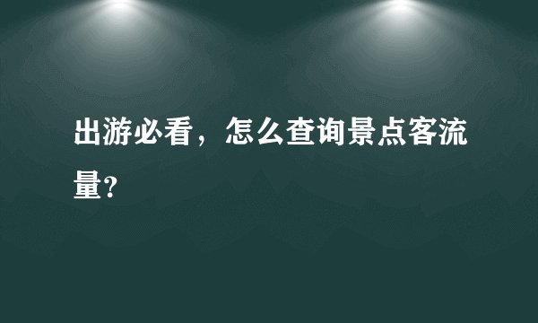 出游必看，怎么查询景点客流量？