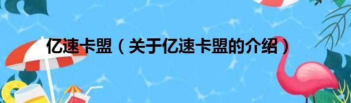 亿速卡盟（关于亿速卡盟的介绍）