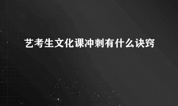 艺考生文化课冲刺有什么诀窍