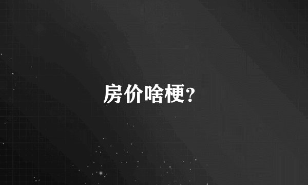 房价啥梗？