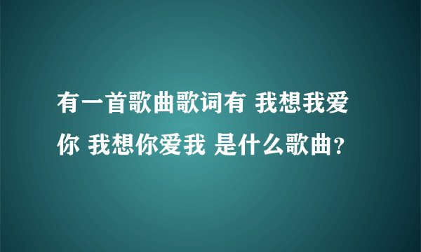 有一首歌曲歌词有 我想我爱你 我想你爱我 是什么歌曲？