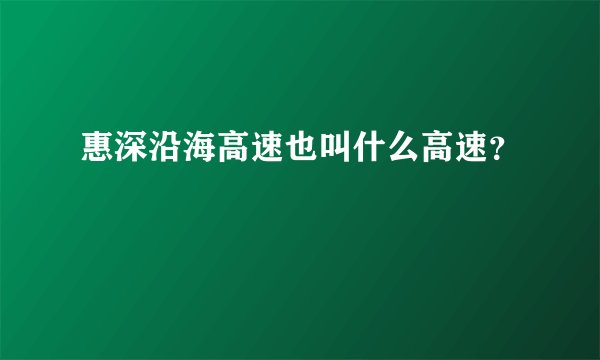 惠深沿海高速也叫什么高速？