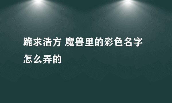 跪求浩方 魔兽里的彩色名字怎么弄的