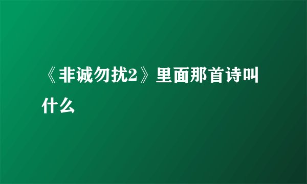 《非诚勿扰2》里面那首诗叫什么