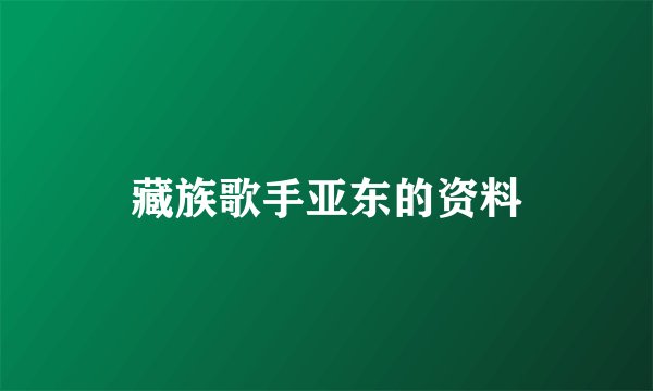 藏族歌手亚东的资料