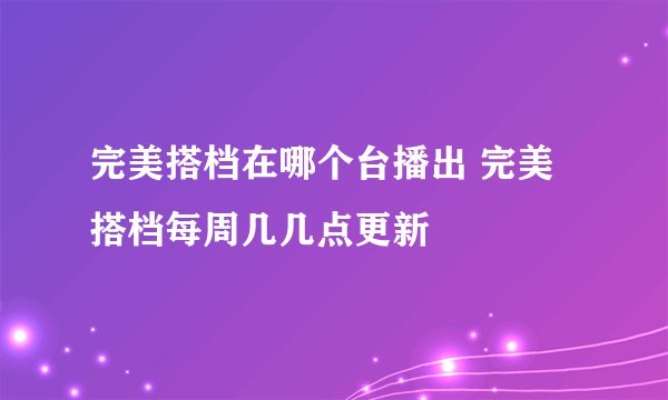 完美搭档在哪个台播出 完美搭档每周几几点更新