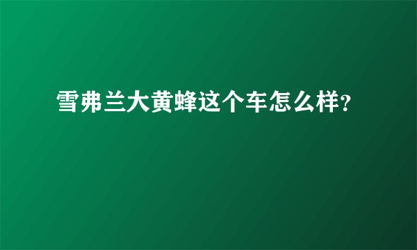 雪弗兰大黄蜂这个车怎么样？