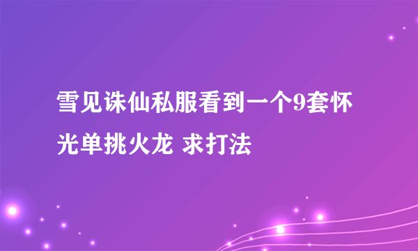 雪见诛仙私服看到一个9套怀光单挑火龙 求打法