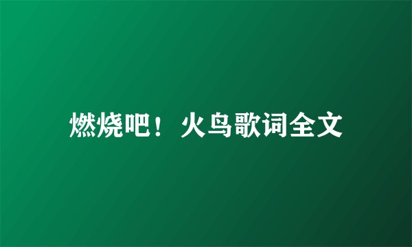 燃烧吧！火鸟歌词全文