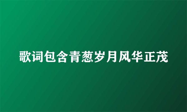歌词包含青葱岁月风华正茂