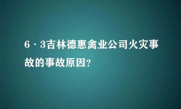 6·3吉林德惠禽业公司火灾事故的事故原因？