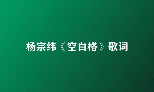 杨宗纬《空白格》歌词