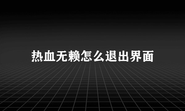 热血无赖怎么退出界面