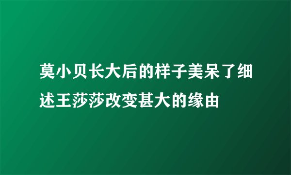 莫小贝长大后的样子美呆了细述王莎莎改变甚大的缘由