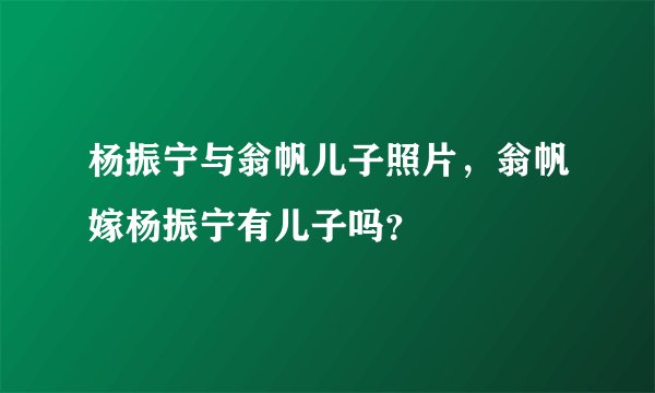 杨振宁与翁帆儿子照片，翁帆嫁杨振宁有儿子吗？