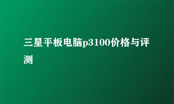 三星平板电脑p3100价格与评测