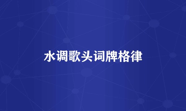 水调歌头词牌格律