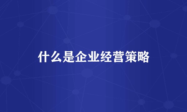 什么是企业经营策略