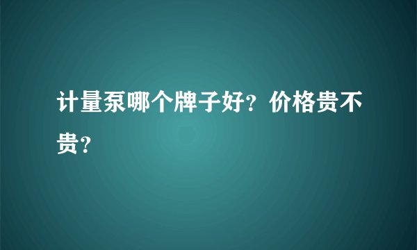 计量泵哪个牌子好？价格贵不贵？