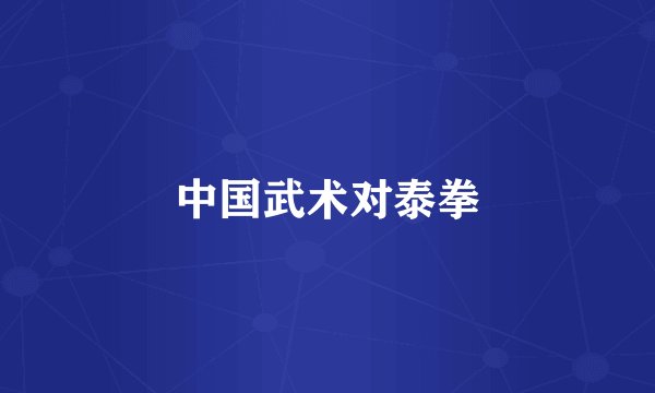 中国武术对泰拳