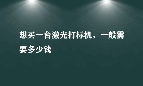 想买一台激光打标机，一般需要多少钱
