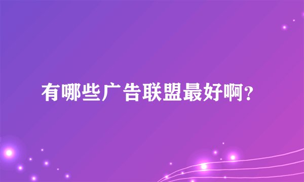 有哪些广告联盟最好啊?