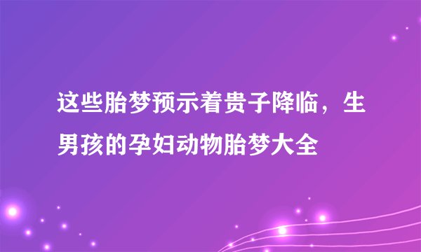 这些胎梦预示着贵子降临,生男孩的孕妇动物胎梦大全