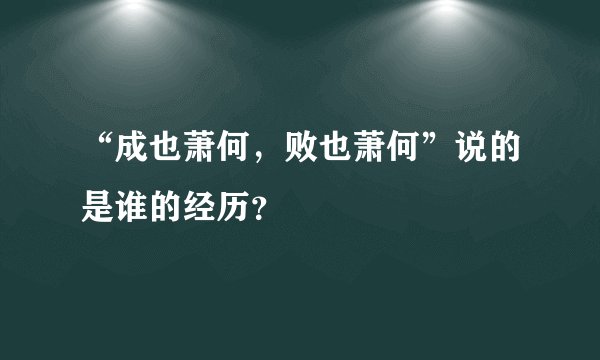 “成也萧何，败也萧何”说的是谁的经历？