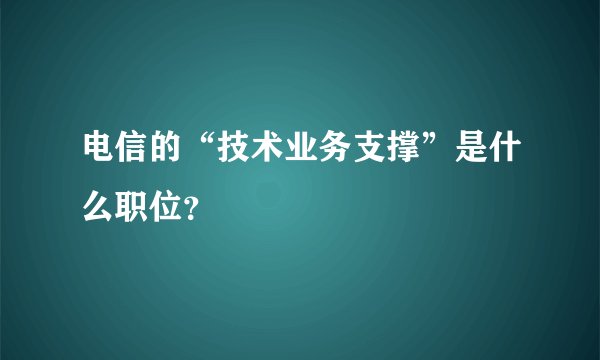 电信的“技术业务支撑”是什么职位？