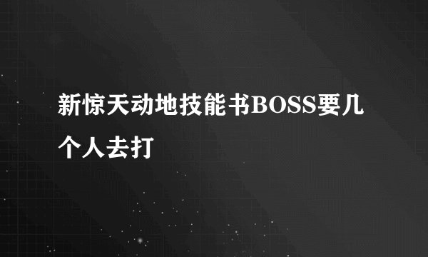 新惊天动地技能书BOSS要几个人去打