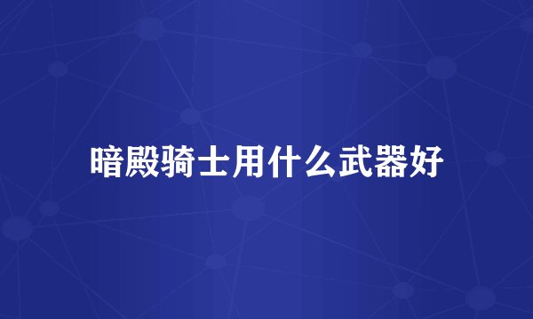 暗殿骑士用什么武器好