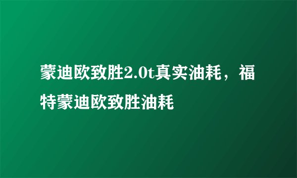 蒙迪欧致胜2.0t真实油耗,福特蒙迪欧致胜油耗